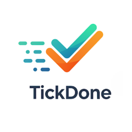 TickDone logo - 2 ticks one on top of the other with the words TickDone underneath
